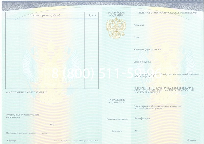 Купить Диплом о среднем образовании (Спецбланк) 2014-2026 года в Саратове