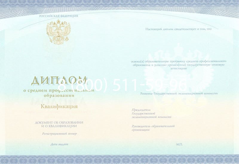 Купить Диплом о среднем образовании (Спецбланк) 2014-2026 года в Саратове